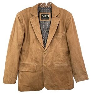 Zayn 100% Suede Leather Jacket Blazer Large Brown Western 70's Corpcore Preppy
